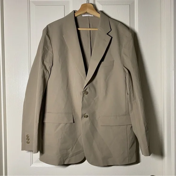 Uniqlo AirSense Men's Blazer Ultra Lightweight Minimalist Beige Size Large L - Picture 2 of 11